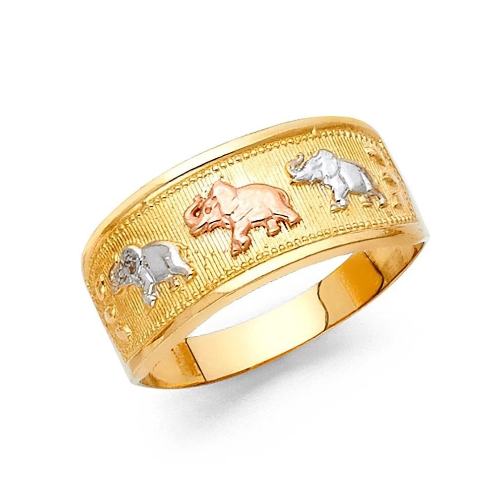 NEW 14K TRI COLOR GOLD LUCKY RING - SIZE 7 (1 of 2)