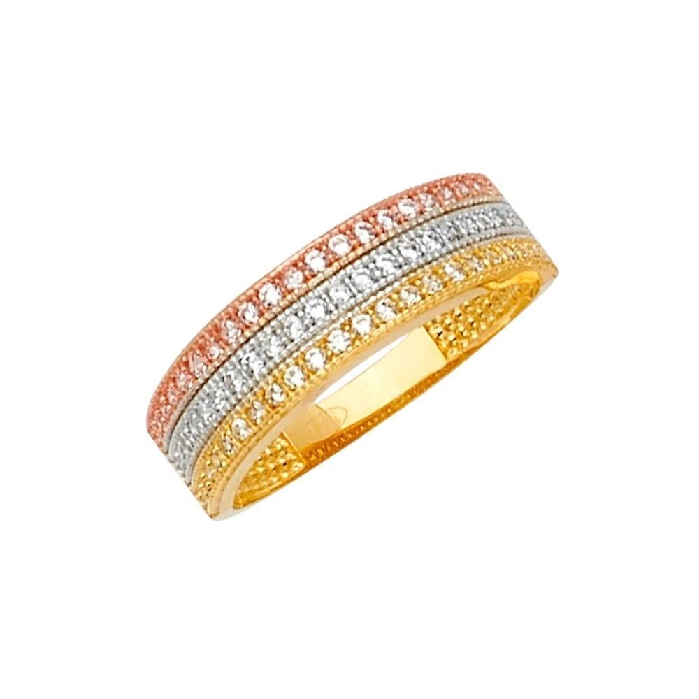 NEW 14K TRI COLOR GOLD FANCY RING - SIZE 7 (1 of 2)