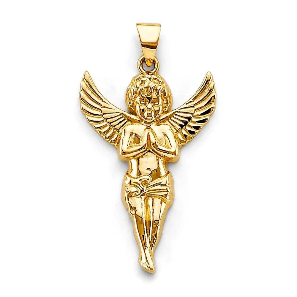 NEW 14K YELLOW GOLD ANGEL PENDANT: NEW 14K YELLOW GOLD ANGEL PENDANT ANGEL PENDANT NEW 14K YELLOW GOLD Height : 40 mm Width : 22 mm Apx. WEIGHT : 3.2g