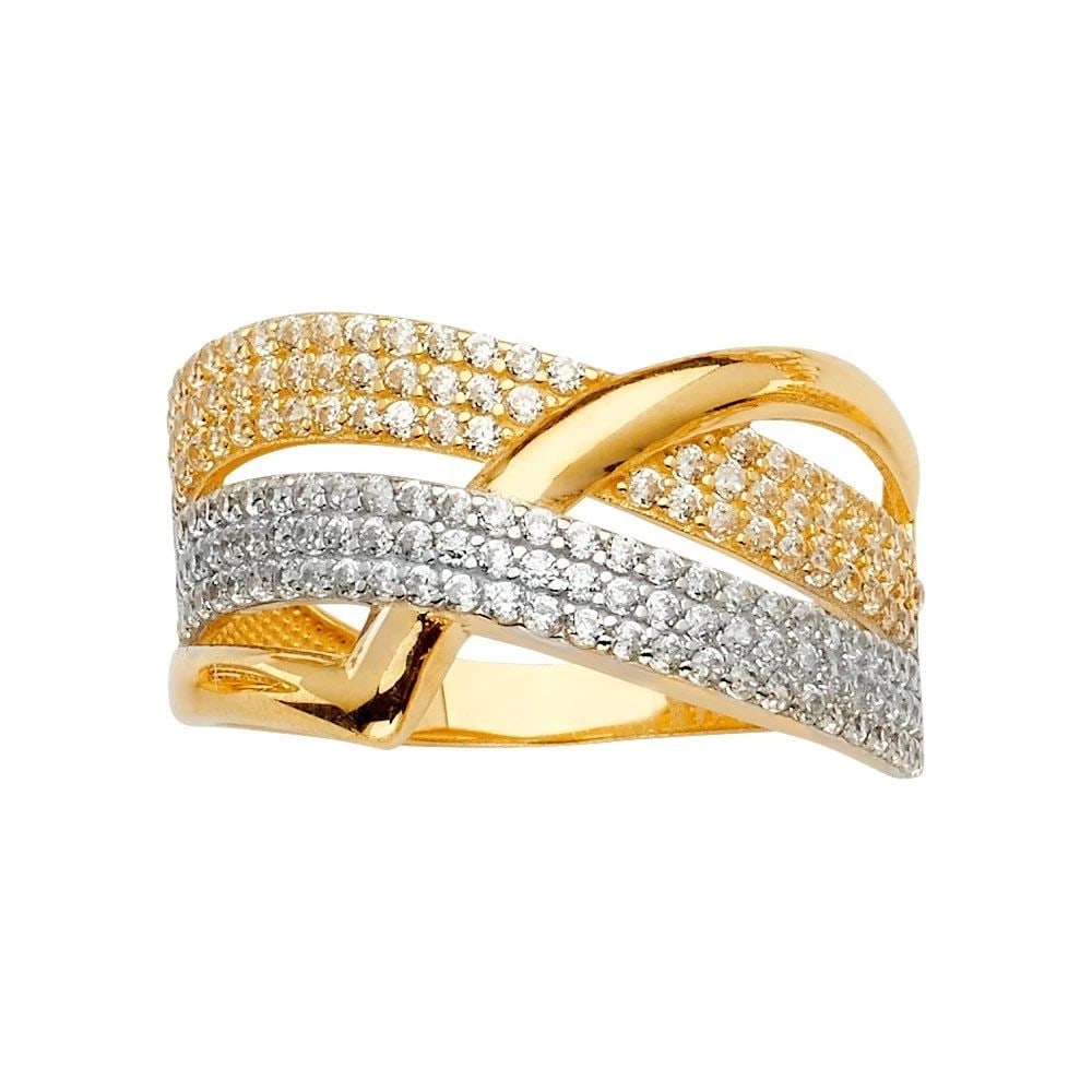NEW 14K TRI COLOR GOLD MULTI LINE MP RING - SIZE 7 (1 of 2)