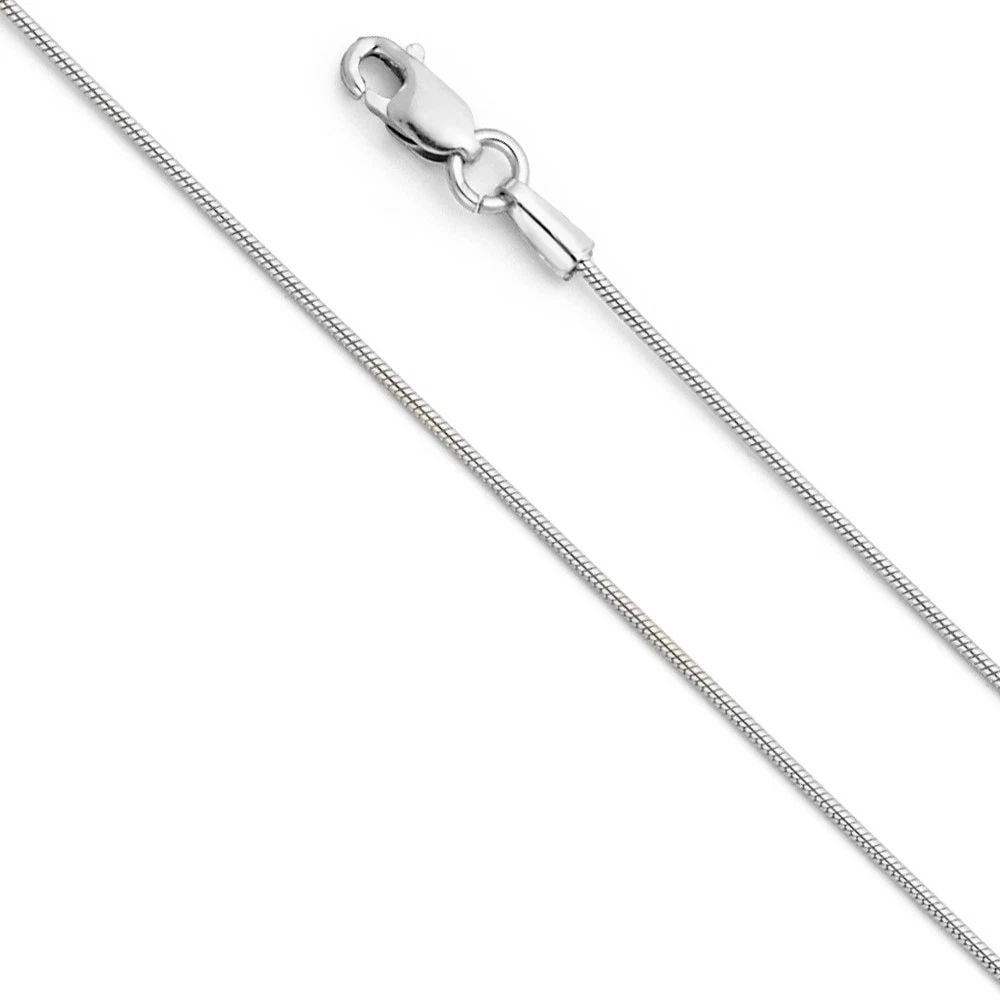 NEW 14K WHITE GOLD 020(0.7MM) ROUND POLISHED SNAKE CHAIN (1 of 2)