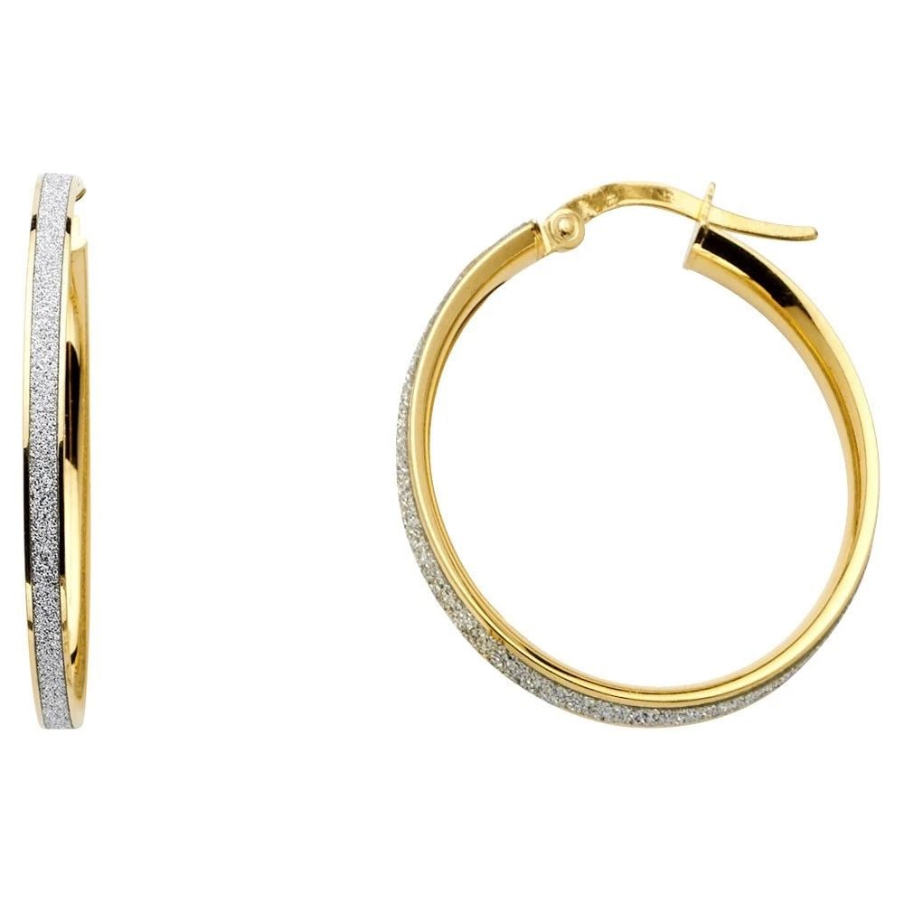 NEW 14K YELLOW GOLD SPARK ROUND HOOP EARRINGS (25MM): NEW 14K YELLOW GOLD SPARK ROUND HOOP EARRINGS (25MM) SPARK ROUND HOOP EARRINGS (25MM) NEW 14K YELLOW GOLD HEIGHT - 25 mm WIDTH - 25 mm Apx WEIGHT - 2.4 g