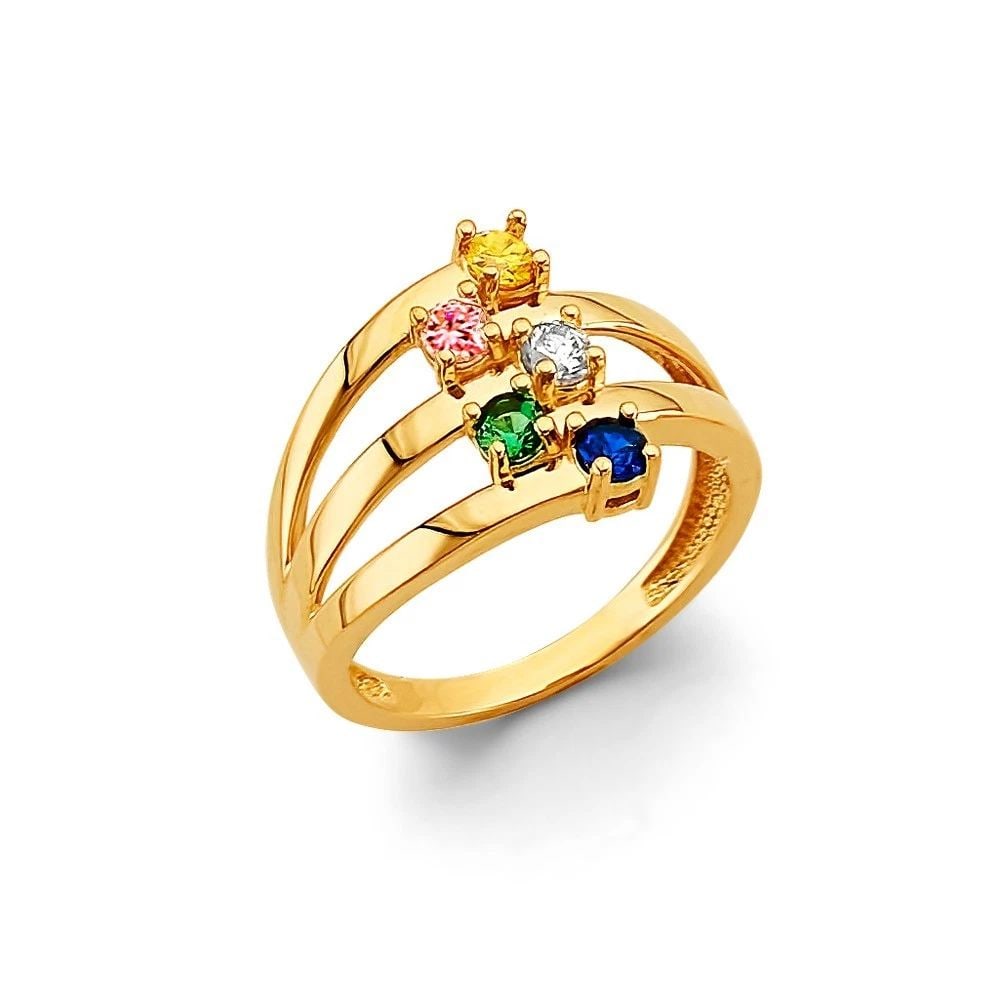 NEW 14K YELLOW GOLD 5 STONE MONTH RING - SIZE 7 (1 of 2)