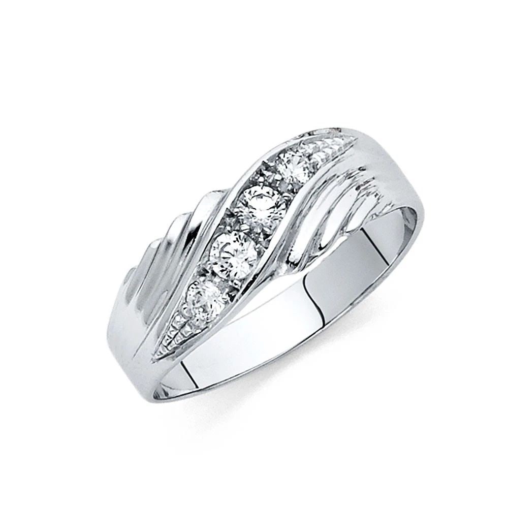 NEW 14K WHITE GOLD MEN'S WEDDING BAND - SIZE 10: NEW 14K WHITE GOLD MEN'S WEDDING BAND MEN'S WEDDING BAND NEW 14K WHITE GOLD WIDTH: 6 mm Apx. WEIGHT: 3.23 g
