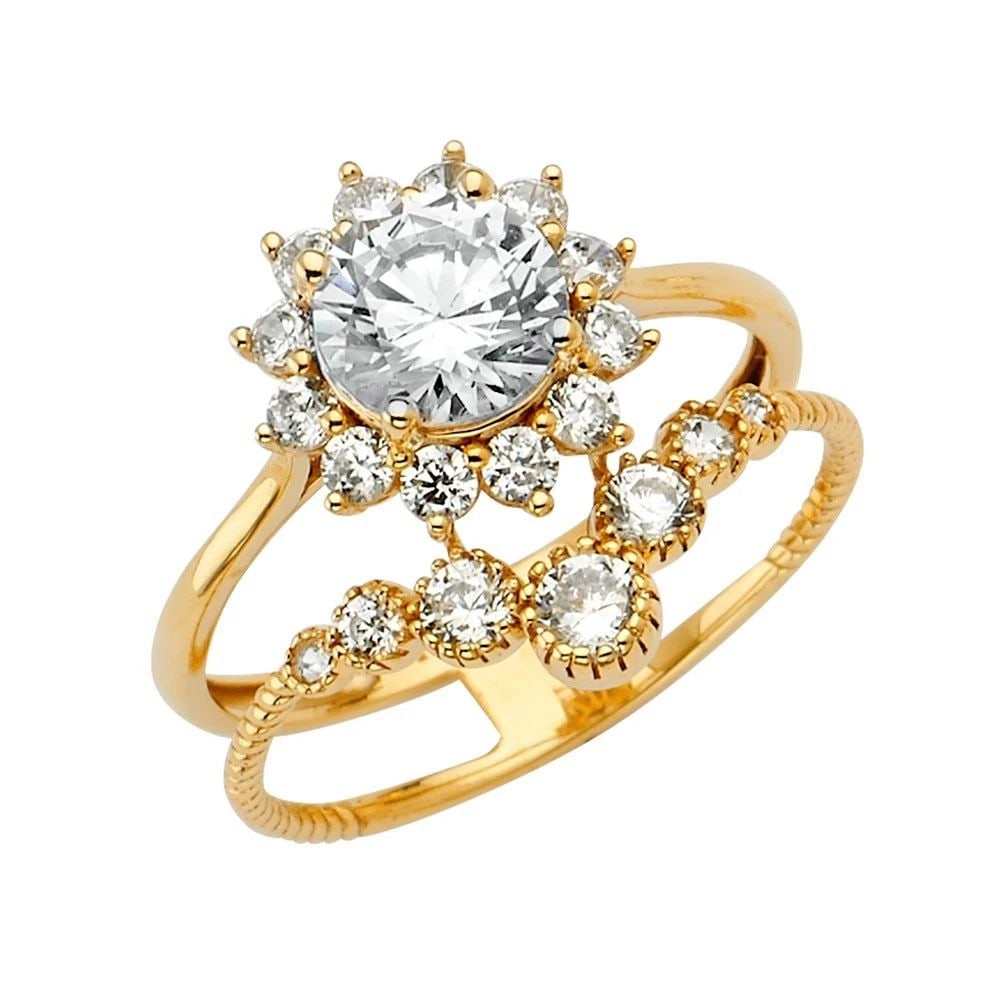 NEW 14K YELLOW GOLD 2LINES ENGAGEMENT RING - SIZE 7: NEW 14K YELLOW GOLD 2LINES ENGAGEMENT RING 2LINES ENGAGEMENT RING NEW 14K YELLOW GOLD WIDTH : WEIGHT : 3.2g