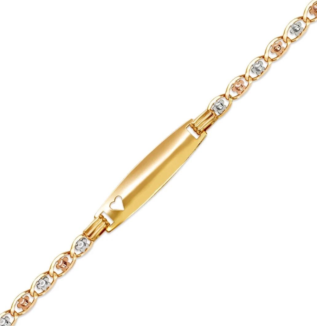 NEW 14K TRICOLOR GOLD HT KIDS MARGARITA HEART ID BRACELET (1 of 2)