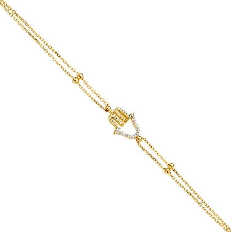 NEW 14K YELLOW GOLD LADIES HAMSA BRACELET: NEW 14K YELLOW GOLD LIGHT BRACELET LIGHT BRACELET NEW 14K YELLOW GOLD LENGTH - 7+1in Apx WEIGHT - 3.2g