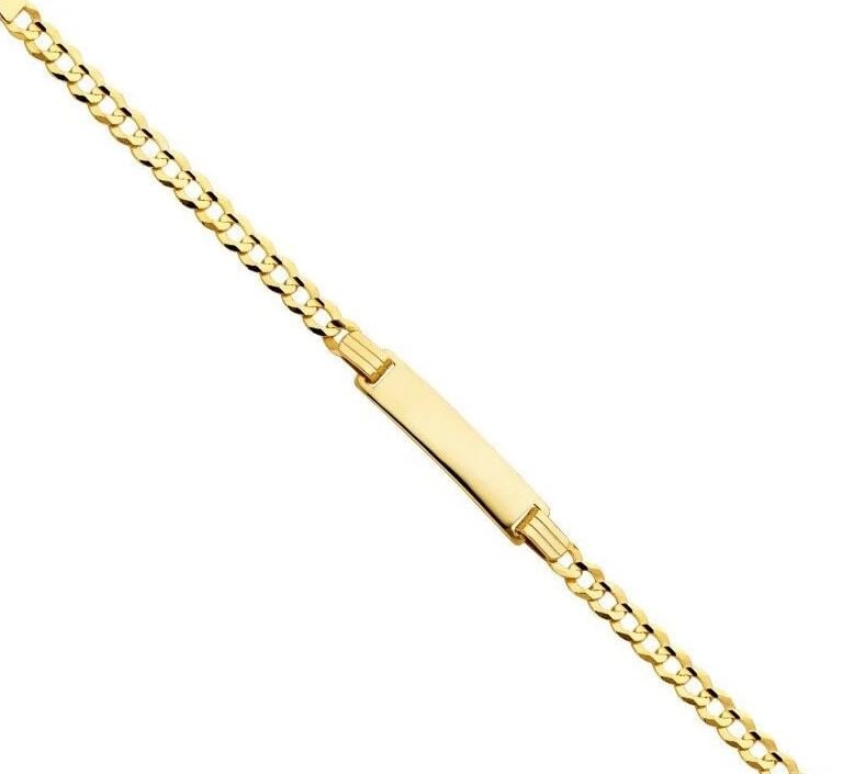 NEW 14K YELLOW GOLD CURB BABY ID BRACELET: 14K YELLOW GOLD CUBAN BABY ID BRACELET CUBAN BABY ID BRACELET NEW 14K YELLOW GOLD LENGTH - 6in Apx WEIGHT - 3.2g