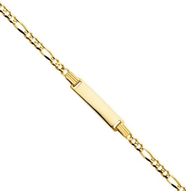 NEW 14K YELLOW GOLD FIGARO 3+1 BABY ID BRACELET: 14K YELLOW GOLD FIGARO 3+1 BABY ID BRACELET FIGARO 3+1 BABY ID BRACELET NEW 14K YELLOW GOLD LENGTH - 6in Apx WEIGHT - 3.2g