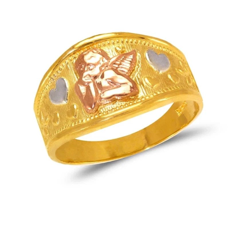 NEW 14K TRICOLOR GOLD LADIES ANGEL FILIGREE RING (1 of 2)