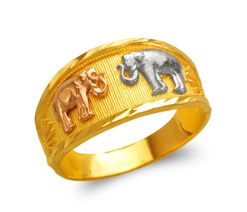 NEW 14K TRICOLOR GOLD LADIES ELEPHANT FILIGREE RING: NEW 14K TRICOLOR GOLD LADIES ELEPHANT FILIGREE RING LADIES ELEPHANT FILIGREE RING NEW 14K TRICOLOR GOLD SIZE Apx: 10mm Apx. WEIGHT: 3.2g