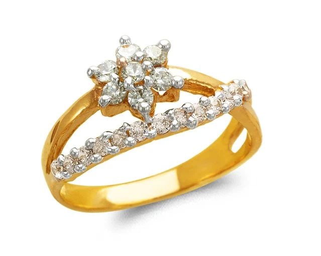 NEW 14K TWO TONE GOLD LADIES FASHION DOUBLE HEART RING: NEW 14K TWO TONE GOLD LADIES FASHION FLOWER RING LADIES FASHION FLOWER RING NEW 14K TWO TONE GOLD Apx. WIDTH: 10mm Apx. WEIGHT: 3.2g