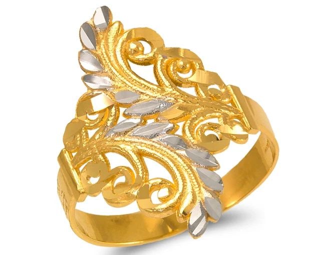 NEW 14K TWO TONE GOLD LADIES FILIGREE RING (1 of 1)