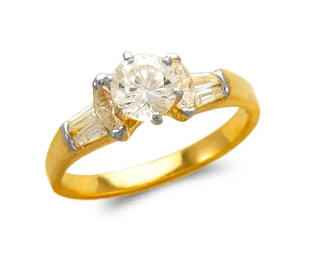 NEW 14K TWO TONE GOLD LADIES FASHION SOLITAIRE RING: NEW 14K TWO TONE GOLD LADIES FASHION SOLITAIRE RING LADIES FASHION SOLITAIRE RING NEW 14K TWO TONE GOLD Apx. WIDTH: 6mm Apx. WEIGHT: 3.2g