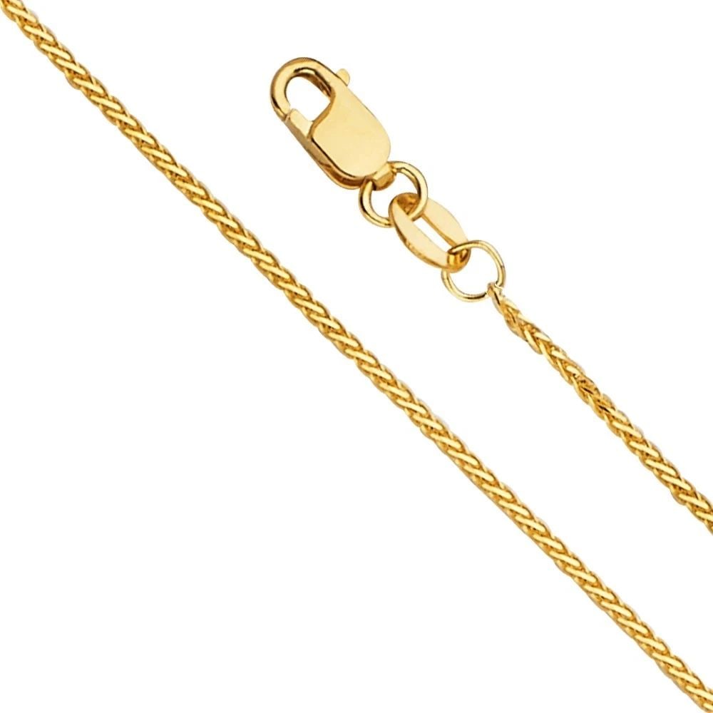 NEW 14K YELLOW GOLD 1.0MM 8 DC ROUND WHEAT 025 CHAIN (1 of 2)