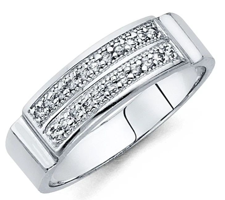 NEW 14K WHITE GOLD MEN'S WEDDING BAND - SIZE 10: NEW 14K WHITE GOLD MEN'S WEDDING BAND MEN'S WEDDING BAND NEW 14K WHITE GOLD WIDTH: 6 mm Apx. WEIGHT: 3.19 g