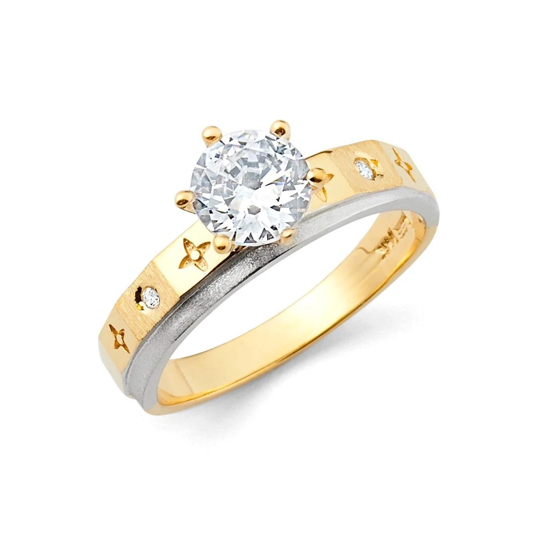 NEW 14K TWO TONE GOLD ENGAGEMENT RING - SIZE 7 (1 of 2)