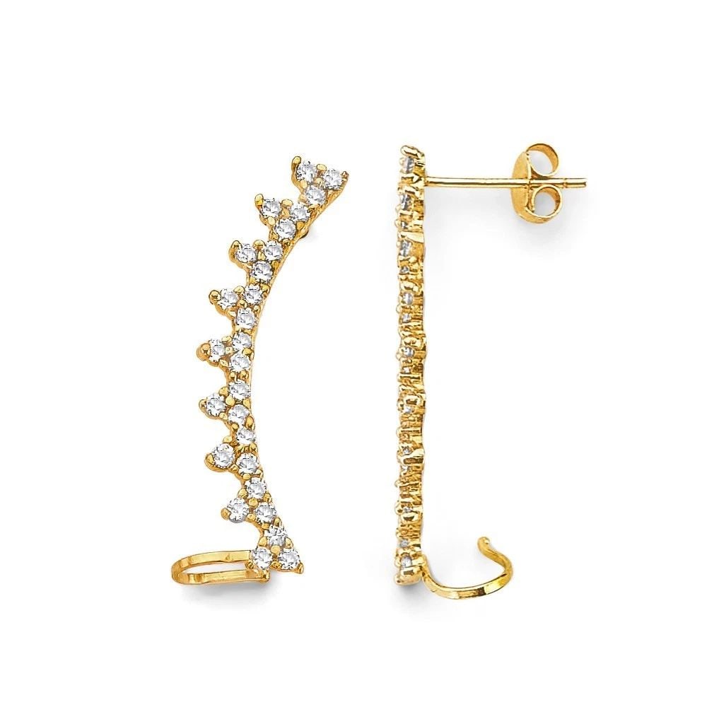 NEW 14K YELLOW GOLD SIDE WAY PUSH BACK STUD EARRINGS (1 of 2)