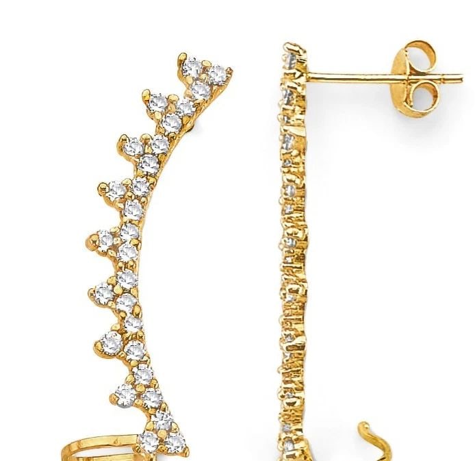 NEW 14K YELLOW GOLD SIDE WAY PUSH BACK STUD EARRINGS (1 of 1)