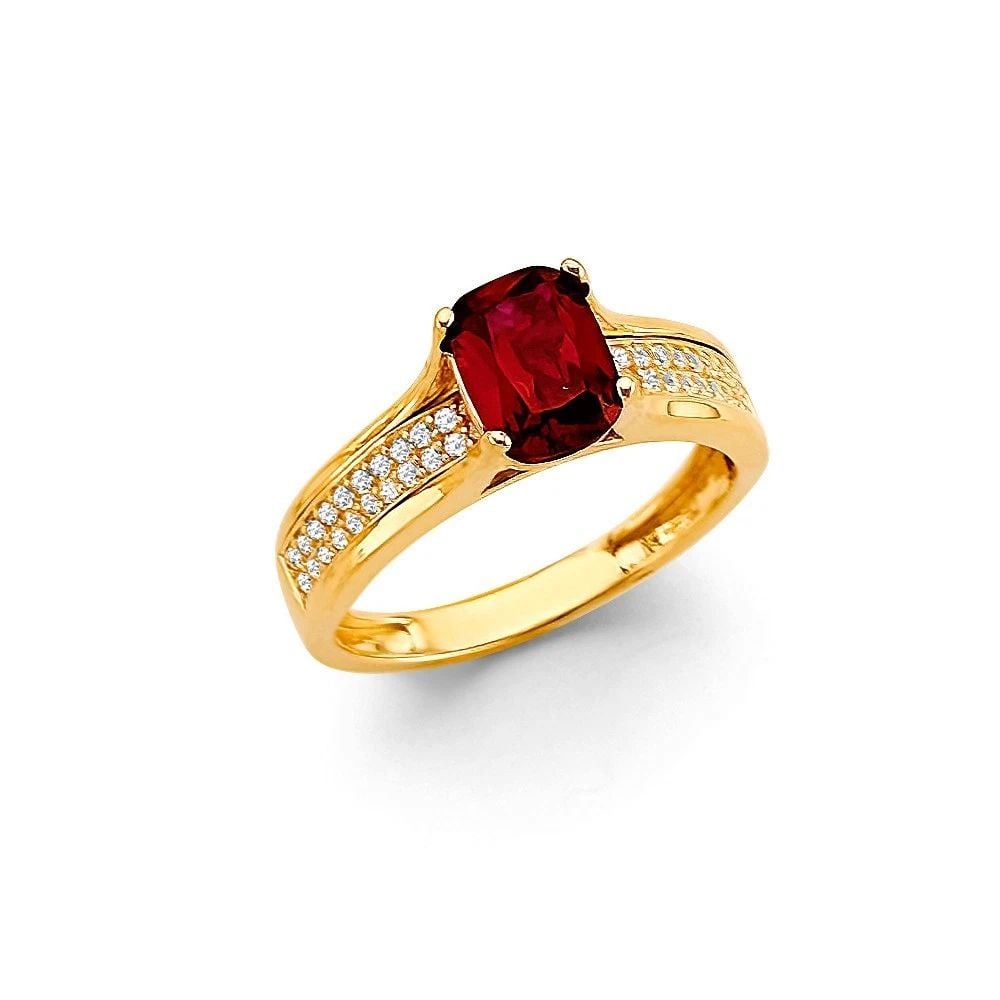 NEW 14K YELLOW GOLD FANCY RED RING - SIZE 7 (1 of 1)