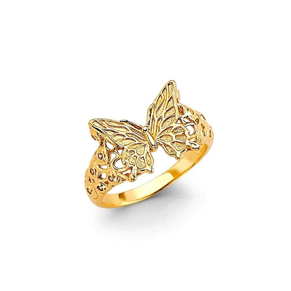 NEW 14K YELLOW GOLD BUTTERFLY LADIES RING (1 of 2)