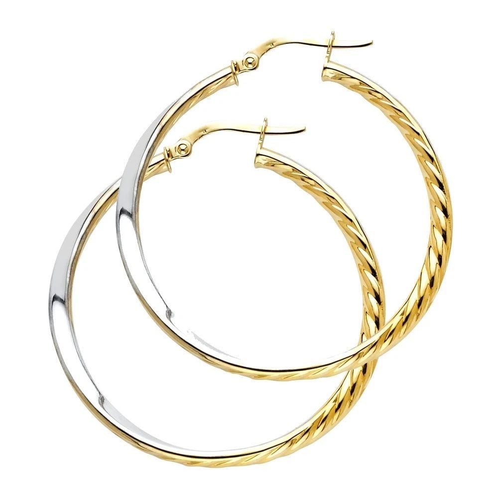 NEW 14K TWO TONE GOLD EARRINGS (1 of 2)
