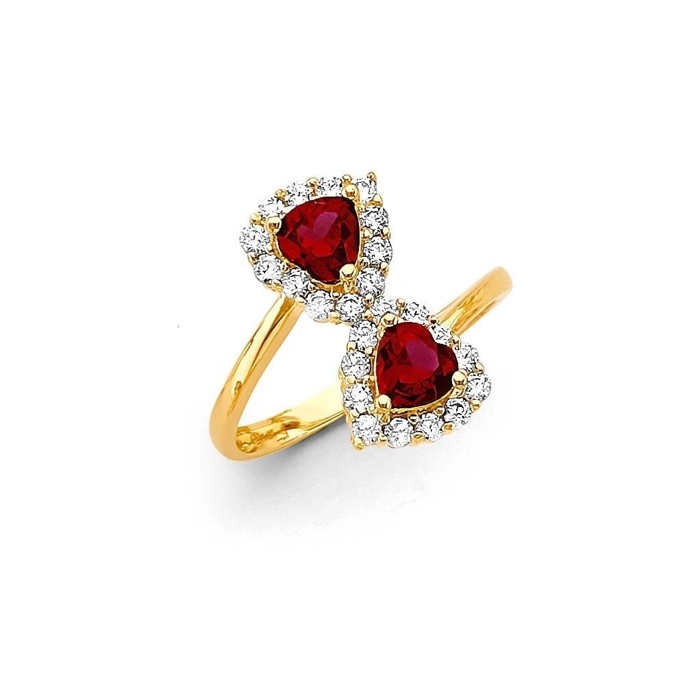 NEW 14K YELLOW GOLD HEART RED RING - SIZE 7 (1 of 2)