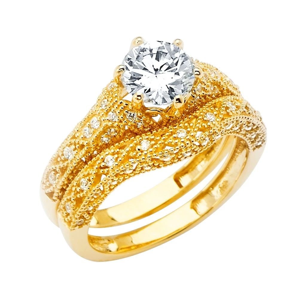 NEW 14K YELLOW GOLD ENGAGEMENT RING - SIZE 7 (1 of 2)
