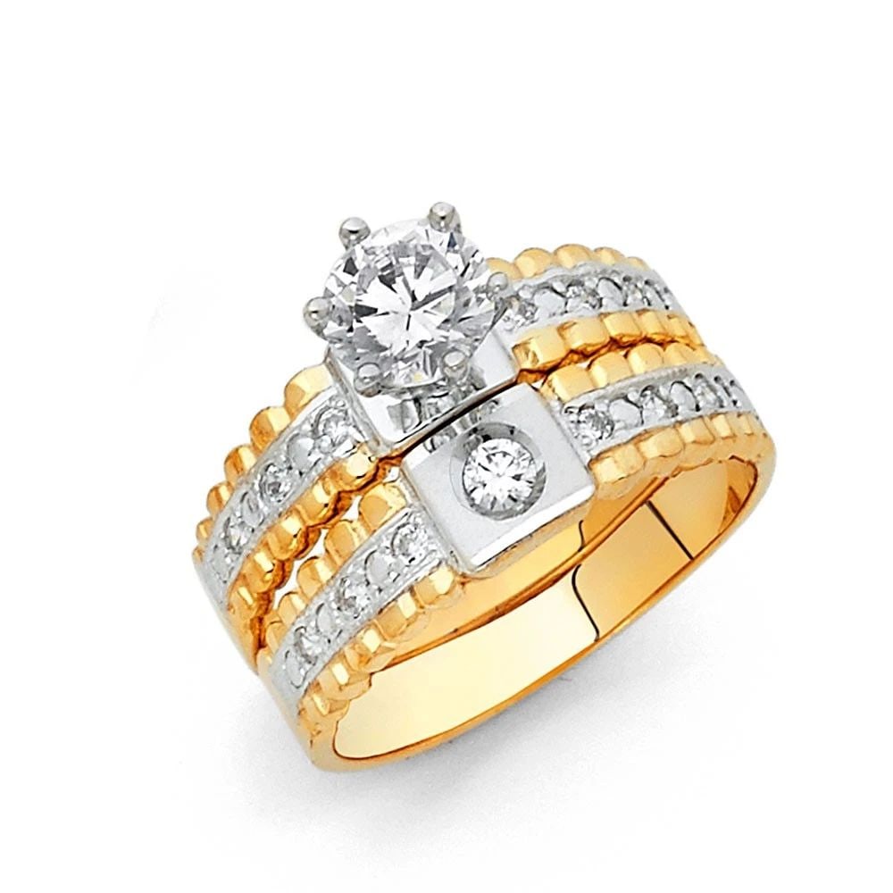 NEW 14K TWO TONE GOLD ENGAGEMENT RING - SIZE 7 (1 of 2)