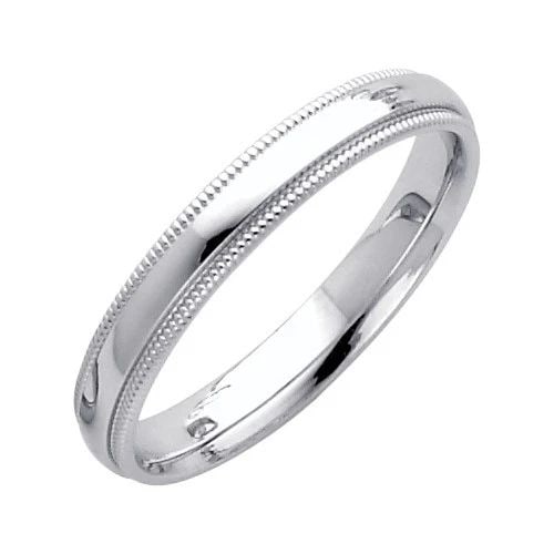NEW 14K WHITE GOLD 3MM MILGRAIN COMFORT WEDDING BAND (1 of 2)