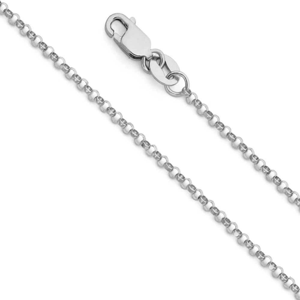 NEW 14K WHITE GOLD 1.6MM ROUND ROLO CHAIN (1 of 2)