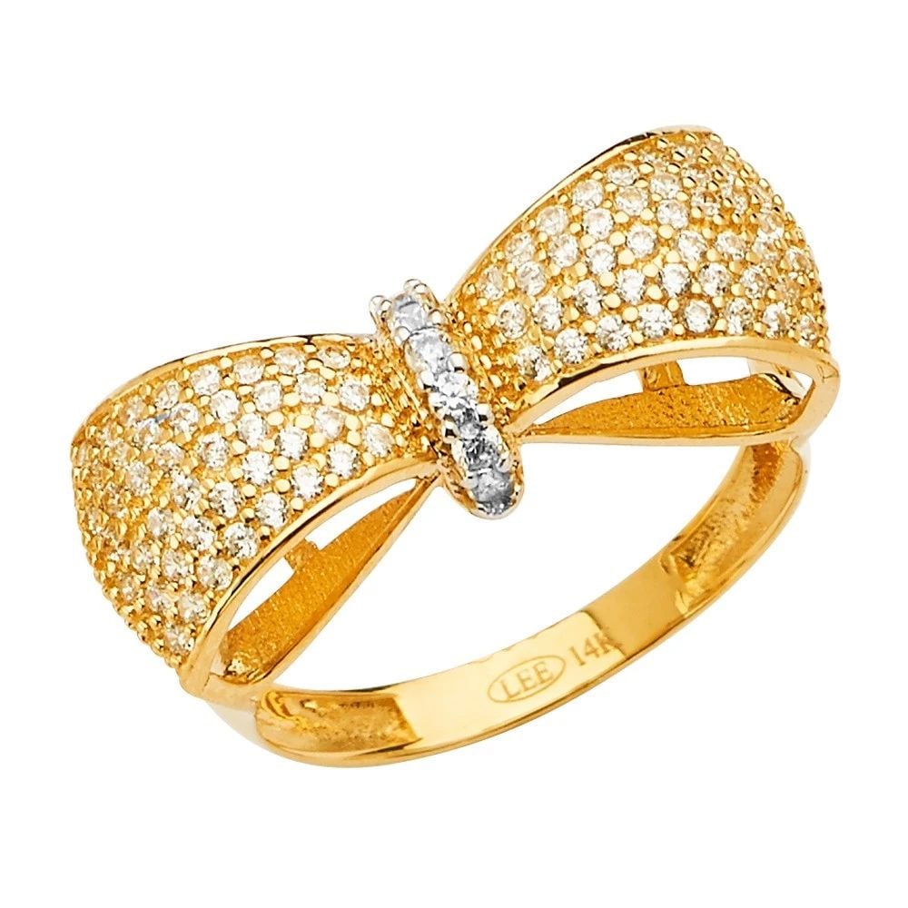 NEW 14K TWO TONE GOLD BOW TIE RING - SIZE 7 (1 of 1)