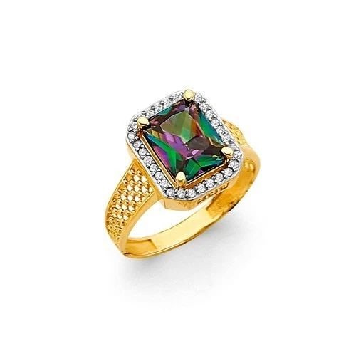 NEW 14K YELLOW GOLD FANCY MYSTIC TOPAZ RING - SIZE 7 (1 of 2)