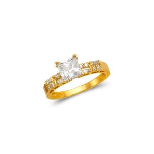 NEW 14K YELLOW GOLD LADIES FANCY PRINCESS CUT SOLITAIRE RING (1 of 1)