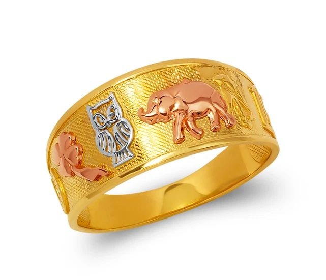 NEW 14K TRICOLOR GOLD LADIES GOODLUCK FILIGREE RING: NEW 14K TRICOLOR GOLD LADIES GOODLUCK FILIGREE RING LADIES GOODLUCK FILIGREE RING NEW 14K TRICOLOR GOLD SIZE Apx: 10mm Apx. WEIGHT: 3.1g