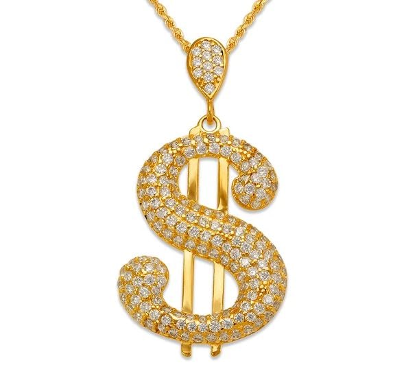 NEW 14K YELLOW GOLD FANCY DOLLAR SIGN PENDANT: NEW 14K YELLOW GOLD FANCY DOLLAR SIGN PENDANT FANCY DOLLAR SIGN PENDANT NEW 14K YELLOW GOLD Apx. WIDTH: 20x27mm Apx WEIGHT: 3.1g