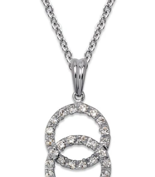 NEW 14K WHITE GOLD DOUBLE CIRCLE PENDANT (1 of 2)