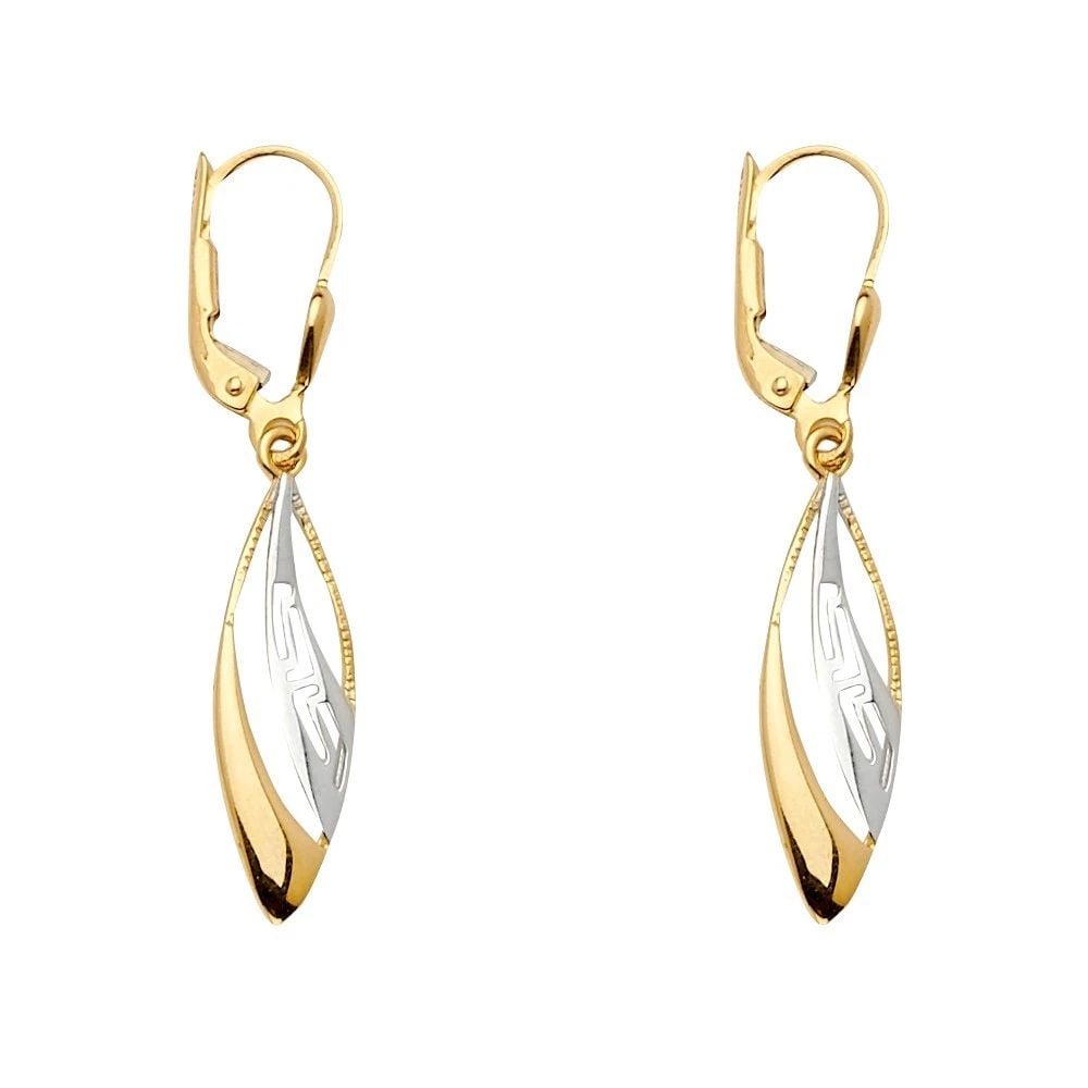 NEW 14K TRI COLOR GOLD FANCY DANGLING EARRINGS (1 of 2)