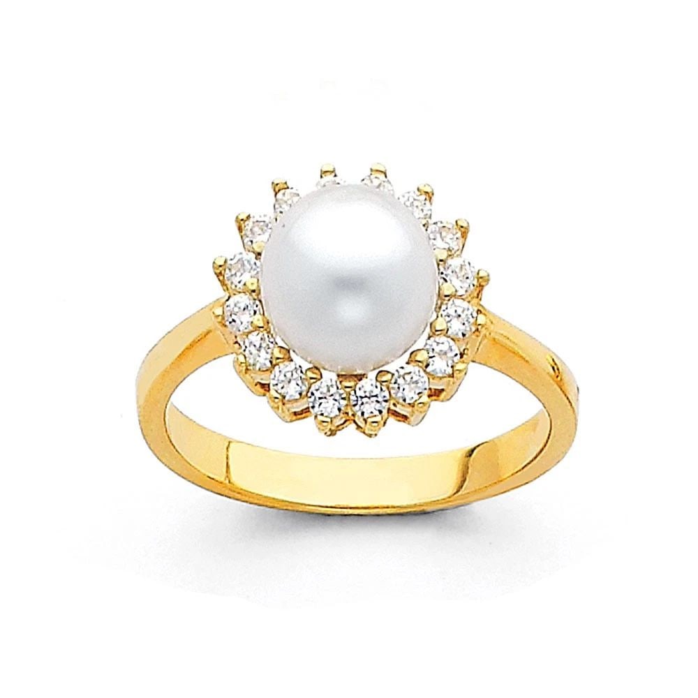 NEW 14K YELLOW GOLD PEARL RING - SIZE 7 (1 of 2)