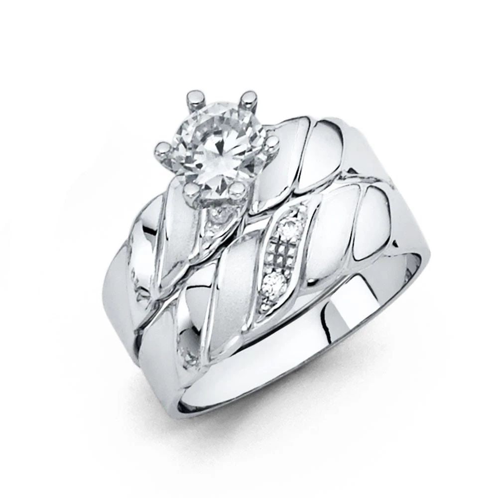 NEW 14K WHITE GOLD ENGAGEMENT RING - SIZE 7: NEW 14K WHITE GOLD ENGAGEMENT RING ENGAGEMENT RING NEW 14K WHITE GOLD WIDTH: 4 mm Apx. WEIGHT: 3.1g