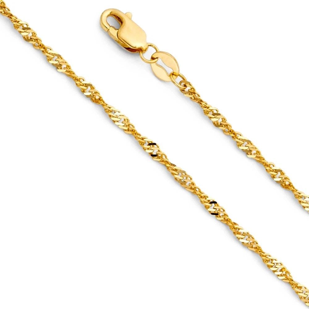 NEW 14K YELLOW GOLD 028 (1.8MM) SINGAPORE CHAIN (1 of 1)
