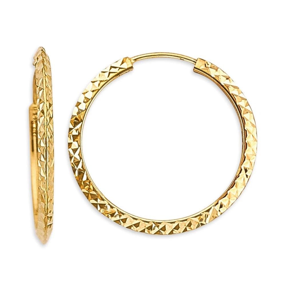 NEW 14K YELLOW GOLD DC ENDLESS HOOP EARRINGS (1 of 2)