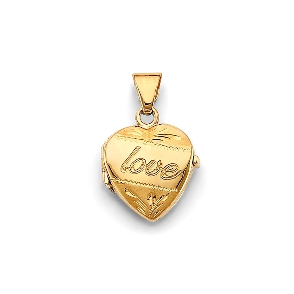 NEW 14K YELLOW GOLD HEART LOCKET PENDANT (1 of 2)