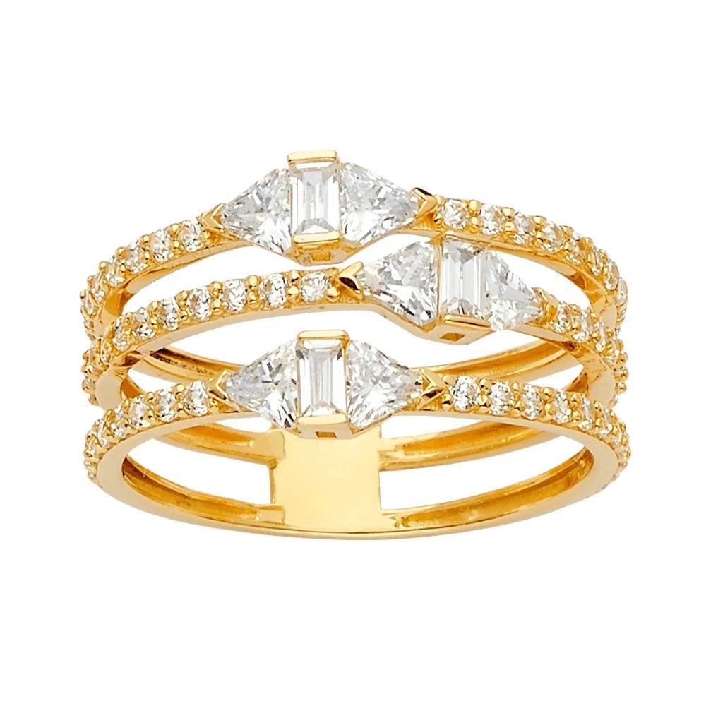 NEW 14K YELLOW GOLD 3LINES RING - SIZE 7 (1 of 2)