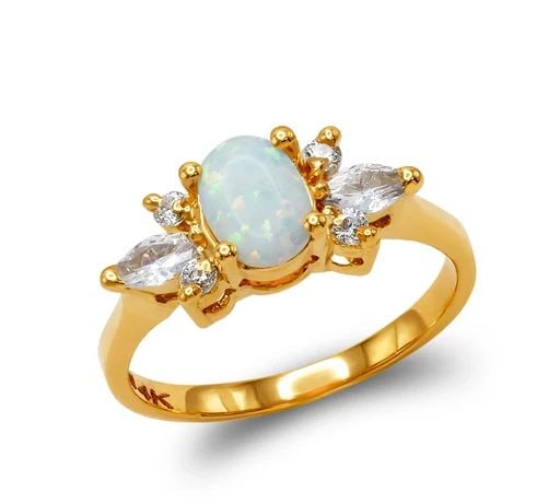 NEW 14K YELLOW GOLD LADIES OPAL RING (1 of 2)