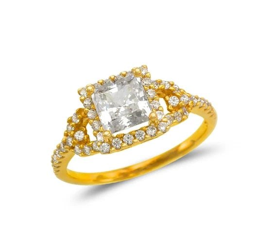 NEW 14K YELLOW GOLD LADIES FANCY PRINCESS CUT HALO SOLITIARE RING: NEW 14K YELLOW GOLD LADIES FANCY PRINCESS CUT HALO SOLITIARE RING LADIES FANCY PRINCESS CUT HALO SOLITIARE RING NEW 14K YELLOW GOLD Apx. SIZE: 9mm Apx. WEIGHT: 3.0g