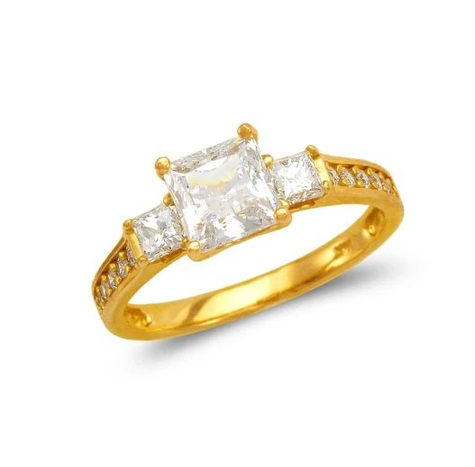 NEW 14K YELLOW GOLD LADIES FANCY PRINCESS CUT SOLITAIRE RING (1 of 2)