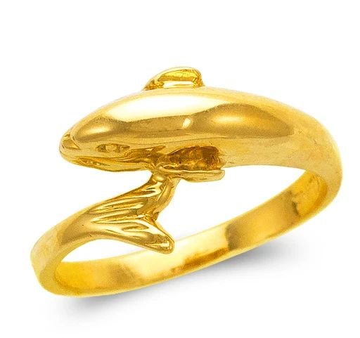NEW 14K YELLOW GOLD LADIES DOLPHIN TAIL DESIGN RING (1 of 2)