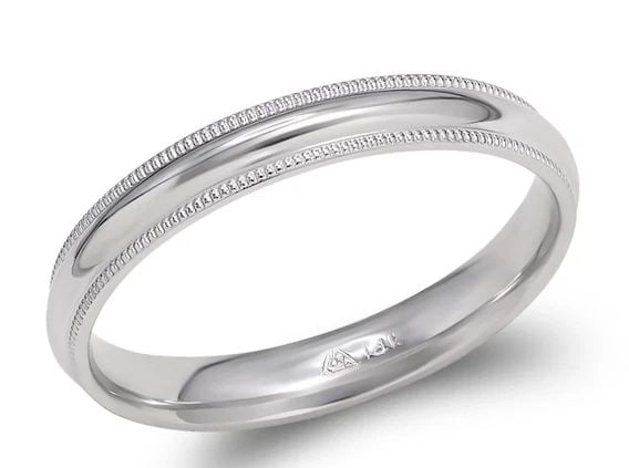 NEW 14K WHITE GOLD 3MM MILLIGRAIN WHITE WEDDING BAND (1 of 2)