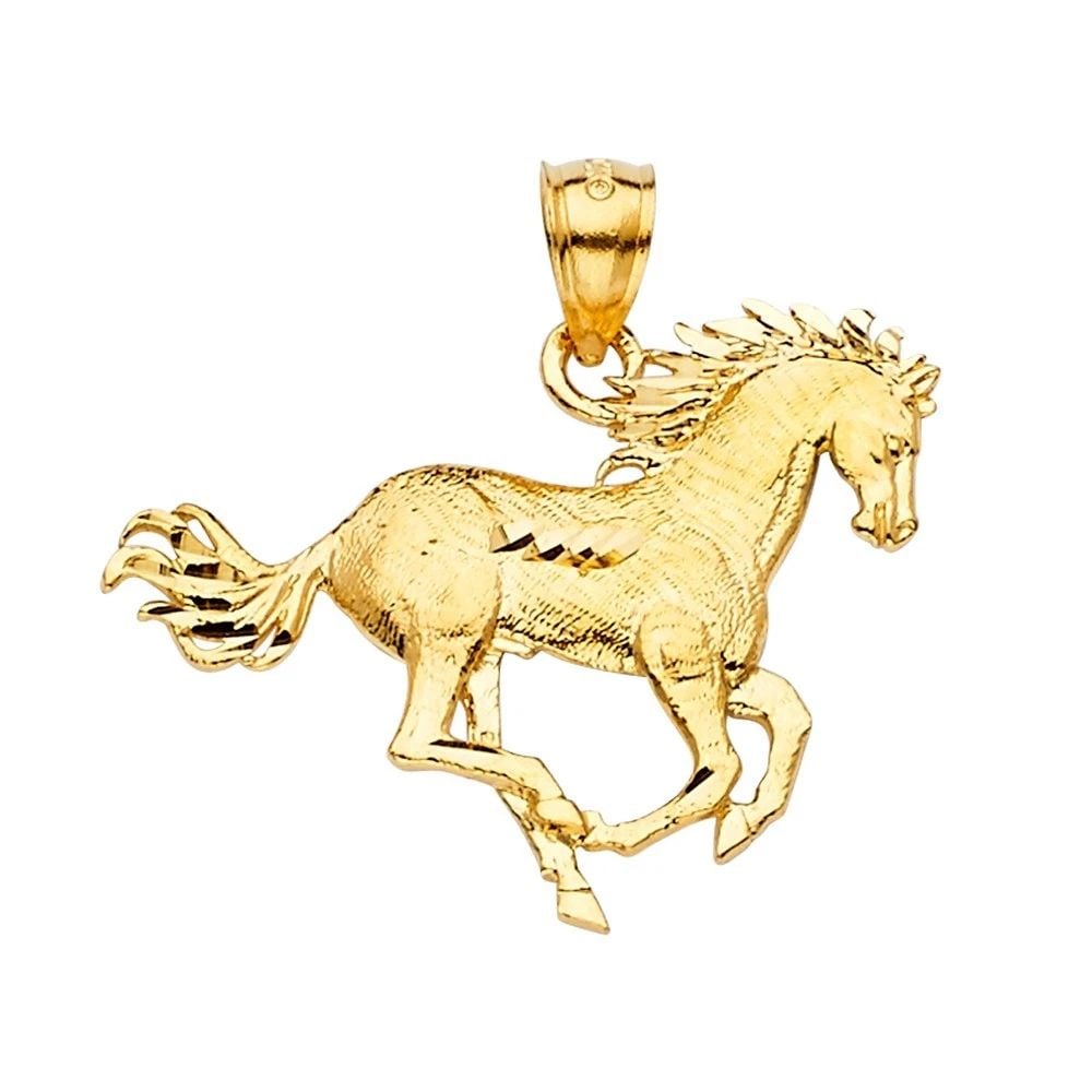 NEW 14K YELLOW GOLD HORSE PENDANT (1 of 2)